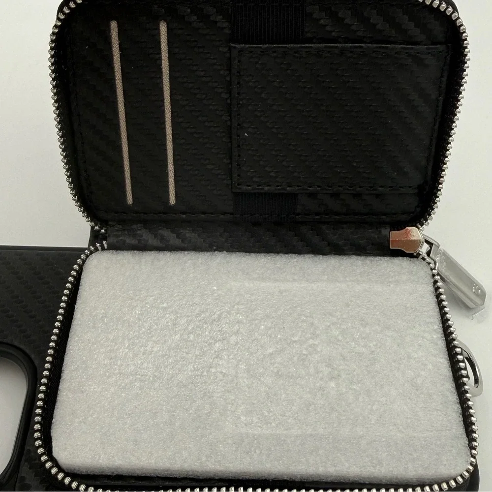 Custype‎ iPhone 13 Pro Wallet Case Black Zipper Pouch Card Holder NEW